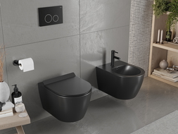 Mexen Carmen bol de WC Rimless avec siège slim à fermeture lente, duroplast, Noir mat - 30880185