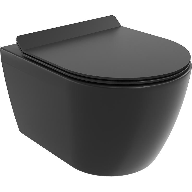 Mexen Carmen bol de WC Rimless avec siège slim à fermeture lente, duroplast, Noir mat - 30880185