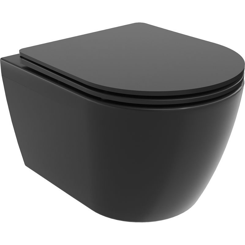 Mexen Carmen cuvette WC sans rebord avec abattant à descente ralentie slim, duroplast, noir mat - 30881085