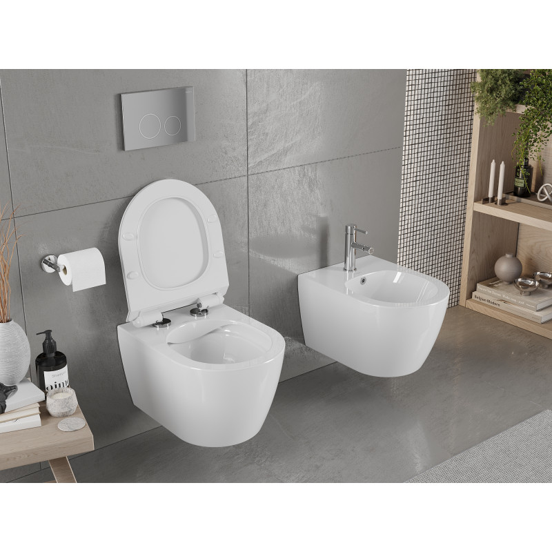 Mexen Carmen cuvette WC Rimless avec abattant à descente lente slim, duroplast, blanc brillant - 30880100