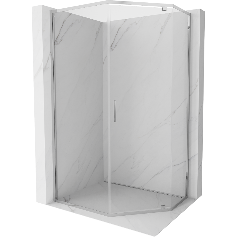 Mexen Exo cabine de douche pentagonale pivotante 90 x 80 cm, transparent, chromé - 812-090-080-01-00