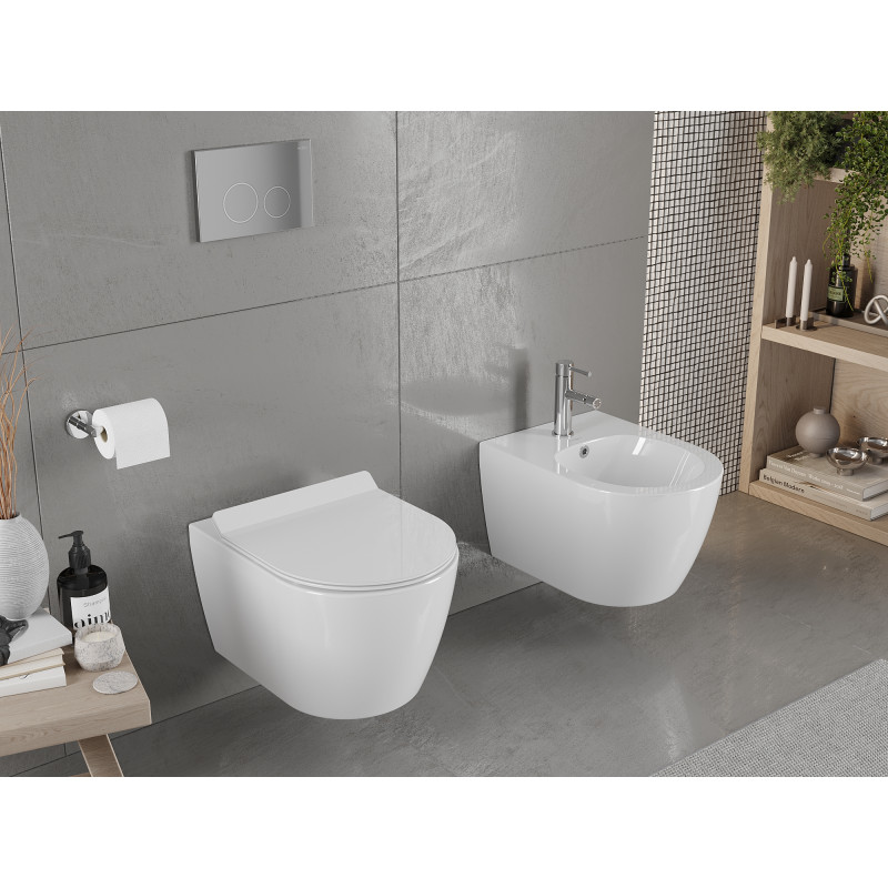 Mexen Carmen cuvette WC Rimless avec abattant à descente lente slim, duroplast, blanc brillant - 30880100