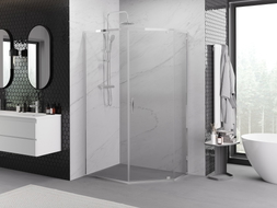 Mexen Exo-R cabine de douche pentagonale pivotante 100 x 80 cm, transparent, chrome - 812-100-080-01-00