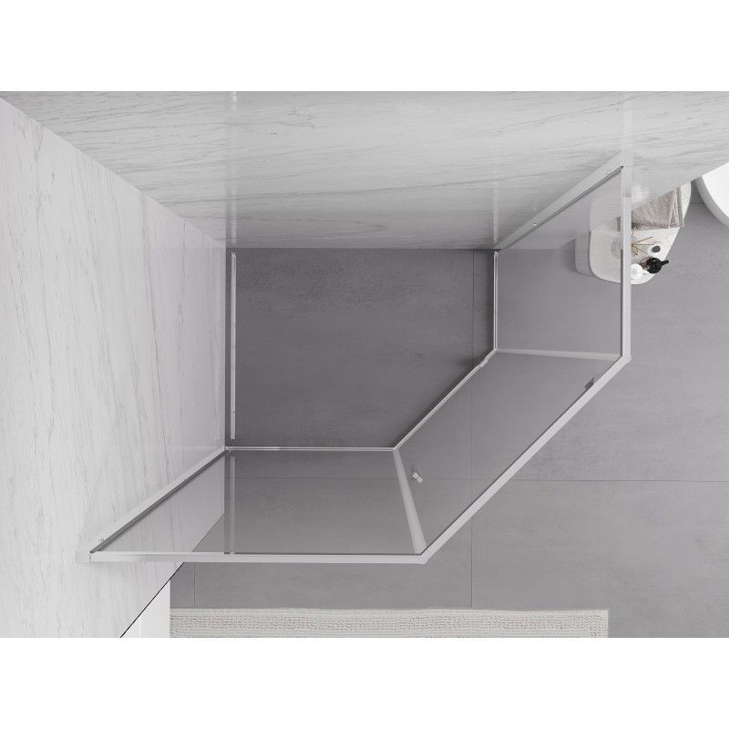 Mexen Exo cabine de douche pentagonale pivotante 100 x 80 cm, transparent, chrome - 812-100-080-01-00