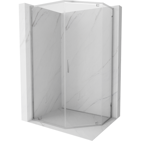 Mexen Exo cabine de douche pentagonale pivotante 100 x 80 cm, transparent, chrome - 812-100-080-01-00
