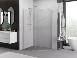 Mexen Exo-R cabine de douche pentagonale pivotante 100 x 90 cm, transparent, chromé - 812-100-090-01-00