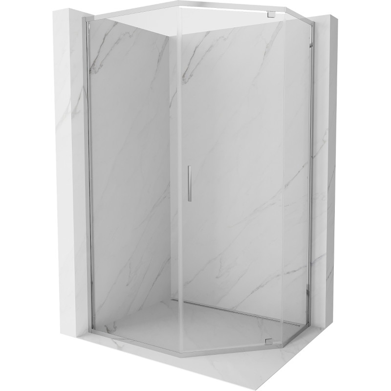 Mexen Exo-R cabine de douche pentagonale pivotante 100 x 90 cm, transparent, chromé - 812-100-090-01-00