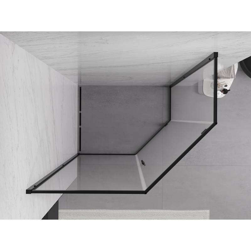 Mexen Exo-R cabine de douche pentagonale pivotante 90 x 80 cm, transparente, noire - 812-090-080-70-00