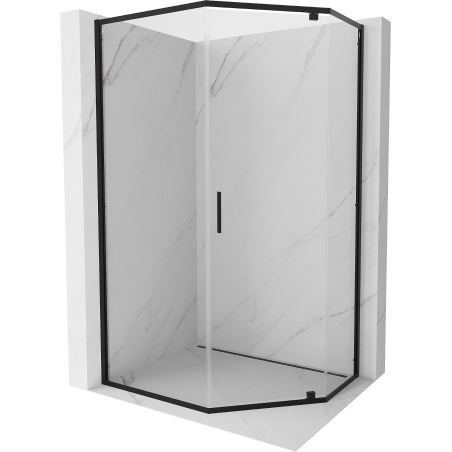 Mexen Exo cabine de douche pentagonale pivotante 90 x 80 cm, transparente, noire - 812-090-080-70-00