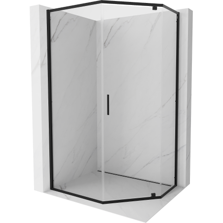Mexen Exo cabine de douche pentagonale pivotante 100 x 80 cm, transparente, noire - 812-100-080-70-00