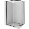 Mexen Exo-R Cabine de douche pentagonale pivotante 100 x 80 cm, transparente, noire - 812-100-080-70-00
