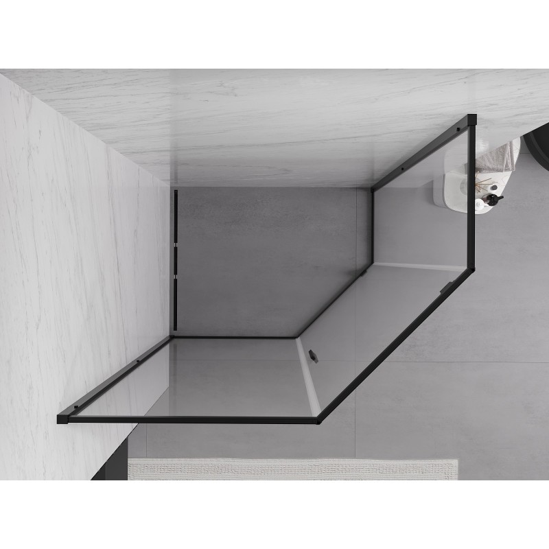 Mexen Exo cabine de douche pentagonale battante 100 x 90 cm, transparent, noir - 812-100-090-70-00