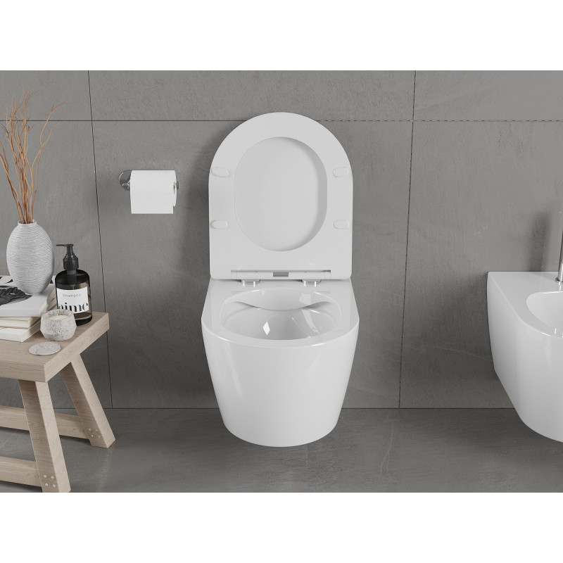 Mexen Carmen cuvette WC Rimless avec abattant à descente lente slim, duroplast, blanc brillant - 30880300