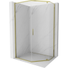 Mexen Exo cabine de douche pentagonale pivotante 90 x 80 cm, transparente, dorée - 812-090-080-50-00
