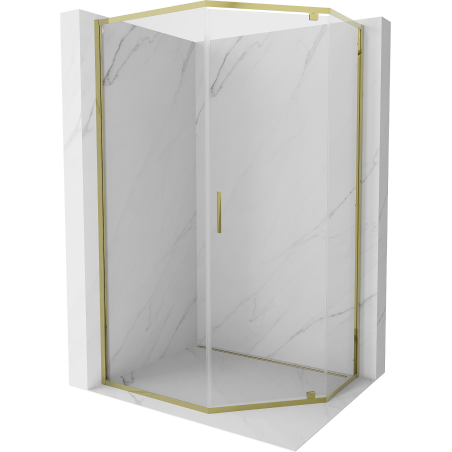 Mexen Exo cabine de douche pentagonale à charnière 100 x 90 cm, transparent, or - 812-100-090-50-00