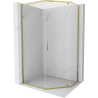 Mexen Exo-R cabine de douche pentagonale pivotante 100 x 90 cm, transparent, or - 812-100-090-50-00