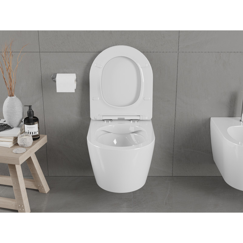 Mexen Carmen cuvette WC sans rebord avec abattant slim à descente progressive, duroplast, blanc brillant - 30880400
