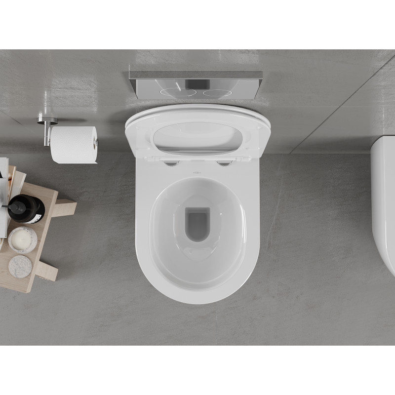 Mexen Carmen cuvette WC sans rebord avec abattant slim à descente progressive, duroplast, blanc brillant - 30880400