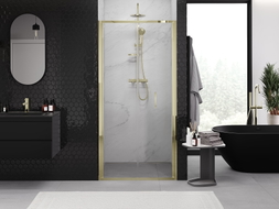 Mexen Exo-F portes de douche pliantes 120 cm, transparentes, dorées - 816-120-000-50-00