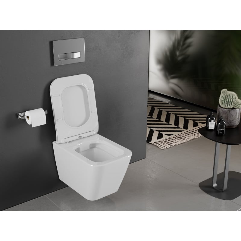 Mexen Cube cuvette WC Rimless avec abattant slim à descente progressive, duroplast, blanc brillant - 30924000