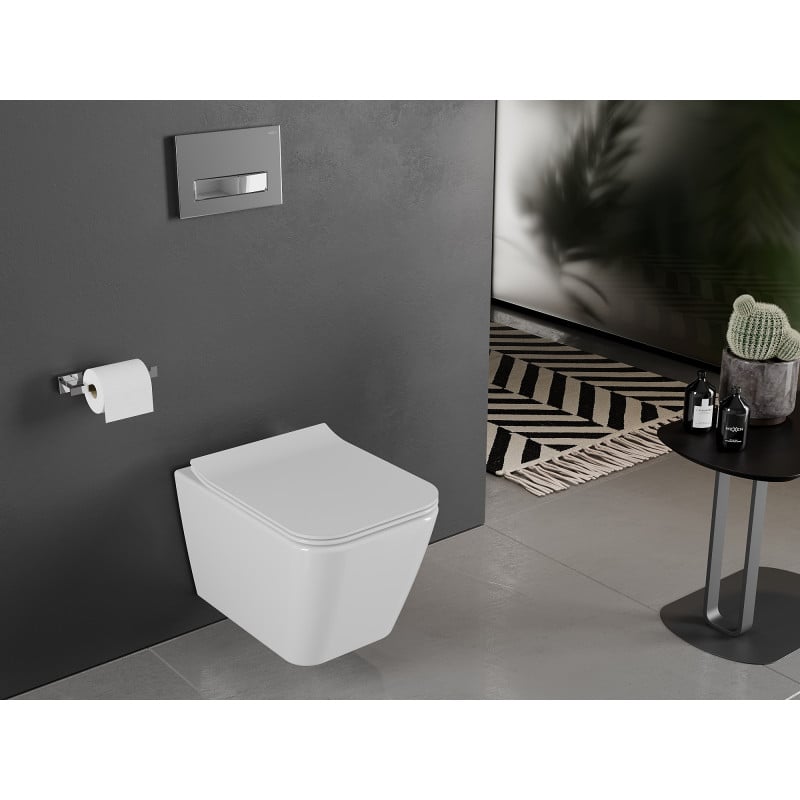 Mexen Cube cuvette WC Rimless avec abattant slim à descente progressive, duroplast, blanc brillant - 30924000