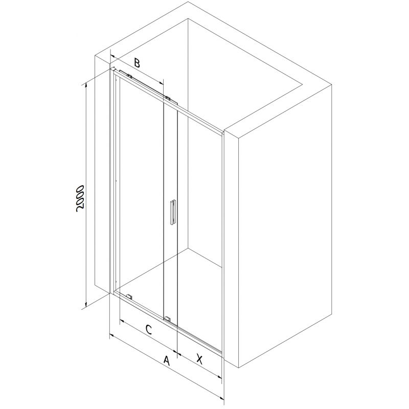 Mexen Exo portes de douche coulissantes 190 cm, transparentes, chromées - 8151-190-000-01-00