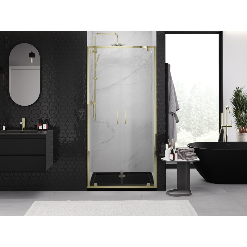 Mexen Exo-BR Duo portes de douche doubles battantes 110 cm, transparentes, dorées - 8182-110-000-50-00