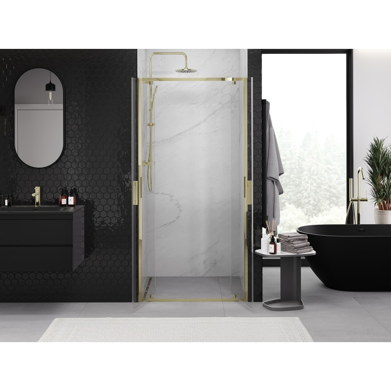 Mexen Exo-BR Duo portes de douche doubles battantes 110 cm, transparentes, dorées - 8182-110-000-50-00
