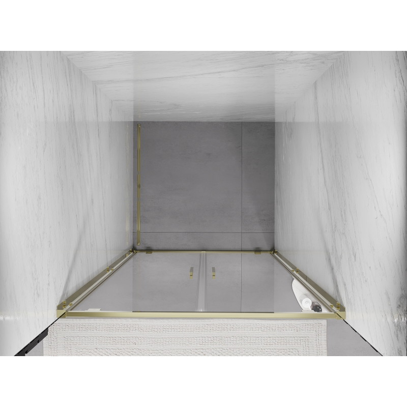 Mexen Exo-BR Duo portes de douche doubles battantes 110 cm, transparentes, dorées - 8182-110-000-50-00