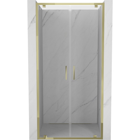 Mexen Exo-BR Duo portes de douche doubles battantes 110 cm, transparentes, dorées - 8182-110-000-50-00