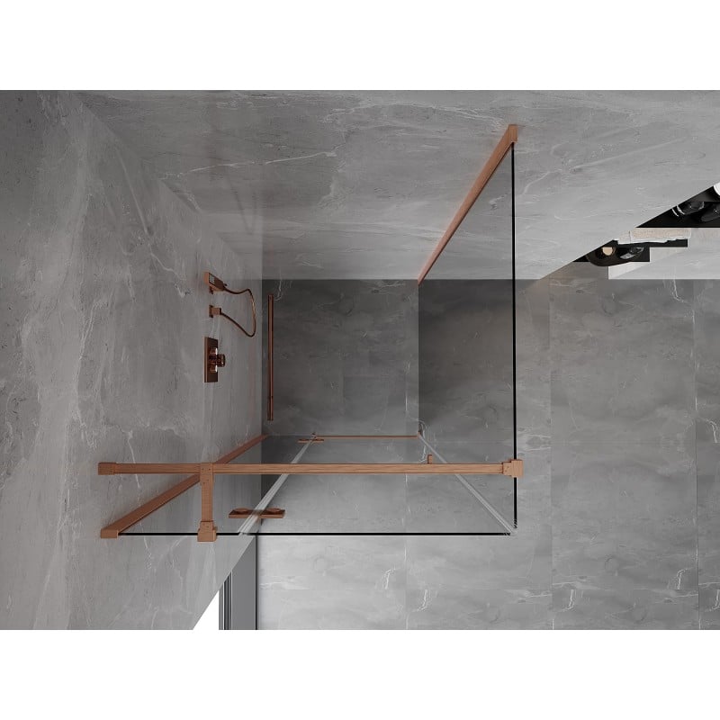 Mexen Mist-H T cabine de douche pivotante gauche 70 x 70 cm, transparent, cuivre brossé - 8A5T-070-070-65-00-L