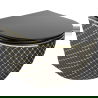 Mexen Lena cuvette WC sans rebord avec siège à descente lente slim, duroplast, noir mat/doré motif grille - 30224079