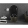 Mexen Lena cuvette WC Rimless avec abattant slim à descente progressive, duroplast, noir mat / motif grille dorée - 30224079