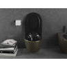 Mexen Lena cuvette WC Rimless avec abattant slow-close slim, duroplast, noir mat/motif grille dorée - 30224079
