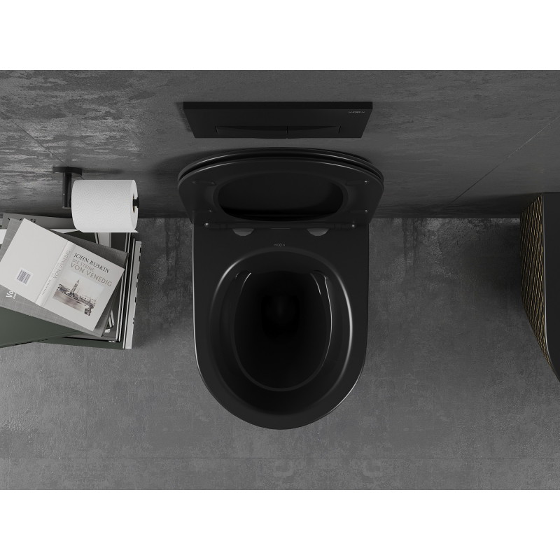 Mexen Lena cuvette WC Rimless avec abattant slow-close slim, duroplast, noir mat/motif grille dorée - 30224079