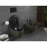Mexen Lena cuvette WC Rimless avec abattant slim à descente progressive, duroplast, noir mat / motif grille dorée - 30224079