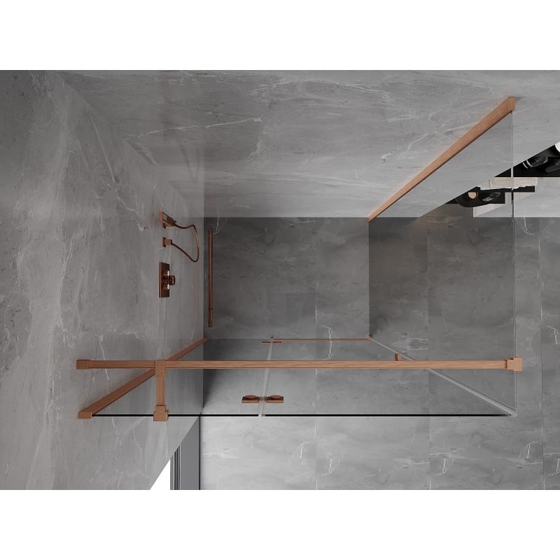 Mexen Mist-H T cabine de douche pivotante gauche 120 x 70 cm, transparent, cuivre brossé - 8A5T-120-070-65-00-L