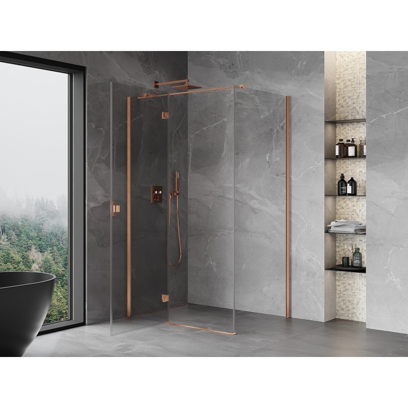 Mexen Mist-H T cabine de douche pivotante gauche 120 x 75 cm, transparent, cuivre brossé - 8A5T-120-075-65-00-L