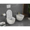 Mexen Lena cuvette WC Rimless avec abattant à fermeture lente slim, duroplast, blanc/or motif carreaux - 30224009