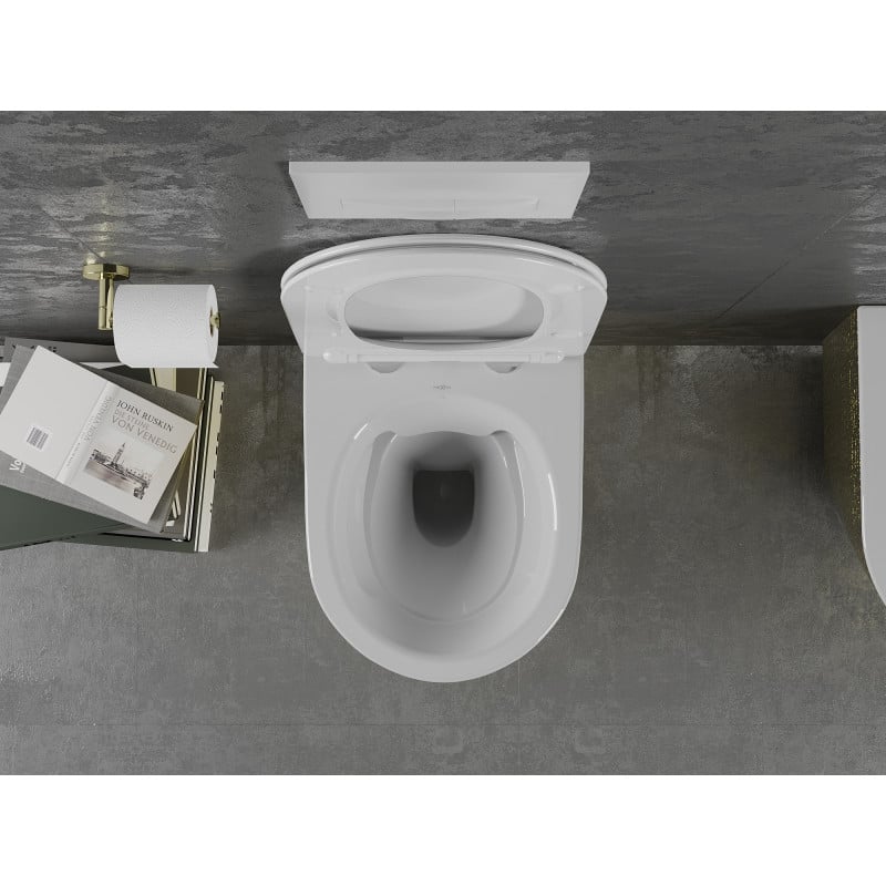 Mexen Lena cuvette WC Rimless avec abattant à descente lente slim, duroplast, blanc/or motif écailles - 30224008