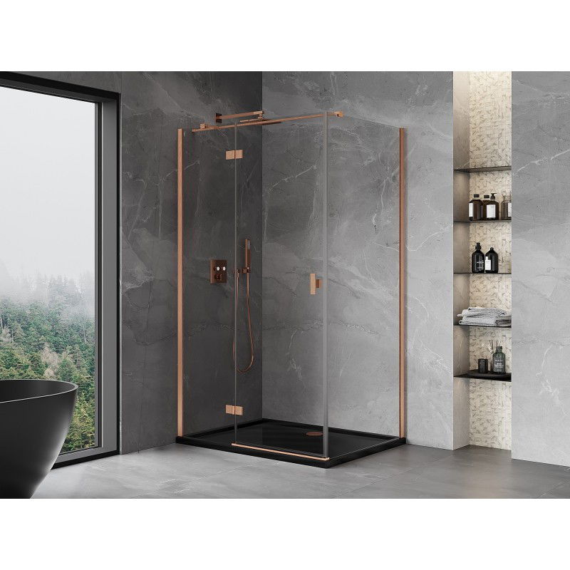 Mexen Mist-H T cabine de douche pivotante gauche 110 x 90 cm, transparent, cuivre brossé - 8A5T-110-090-65-00-L