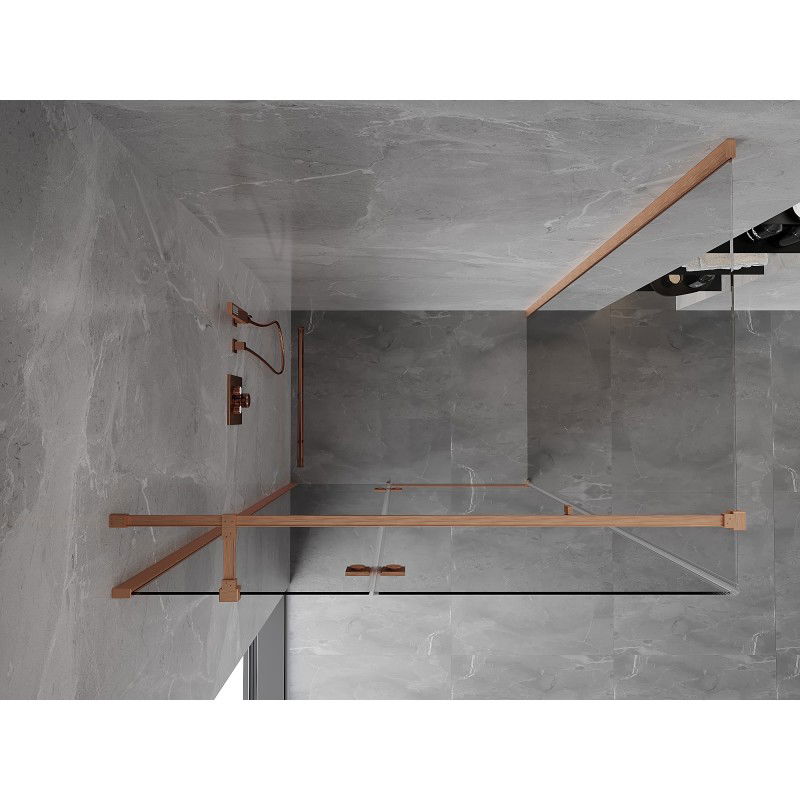 Mexen Mist-H T cabine de douche pivotante gauche 70 x 110 cm, transparent, cuivre brossé - 8A5T-070-110-65-00-L