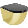 Mexen Lena Cuvette WC sans rebord avec abattant à descente lente slim, duroplast, noir mat/or - 30224076