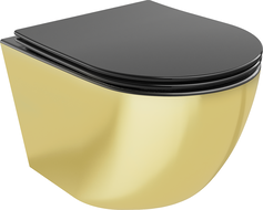 Mexen Lena Cuvette WC sans rebord avec abattant à descente lente slim, duroplast, noir mat/or - 30224076
