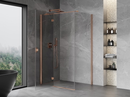 Mexen Mist-H T cabine de douche battante gauche 115 x 120 cm, transparent, cuivre brossé - 8A5T-115-120-65-00-L
