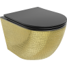 Mexen Lena cuvette WC Rimless avec abattant à descente lente slim, duroplast, noir mat/or motif écailles - 30224078