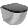 Mexen Lena cuvette WC Rimless avec abattant à descente ralentie slim, duroplast, noir mat/motif écaille argent - 30224072