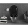 Mexen Lena cuvette WC sans rebord avec abattant à descente lente slim, duroplast, noir mat/argent motif écailles - 30224072