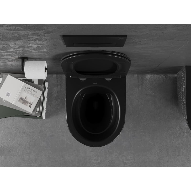 Mexen Lena cuvette WC Rimless avec abattant à descente ralentie slim, duroplast, noir mat/motif écaille argent - 30224072