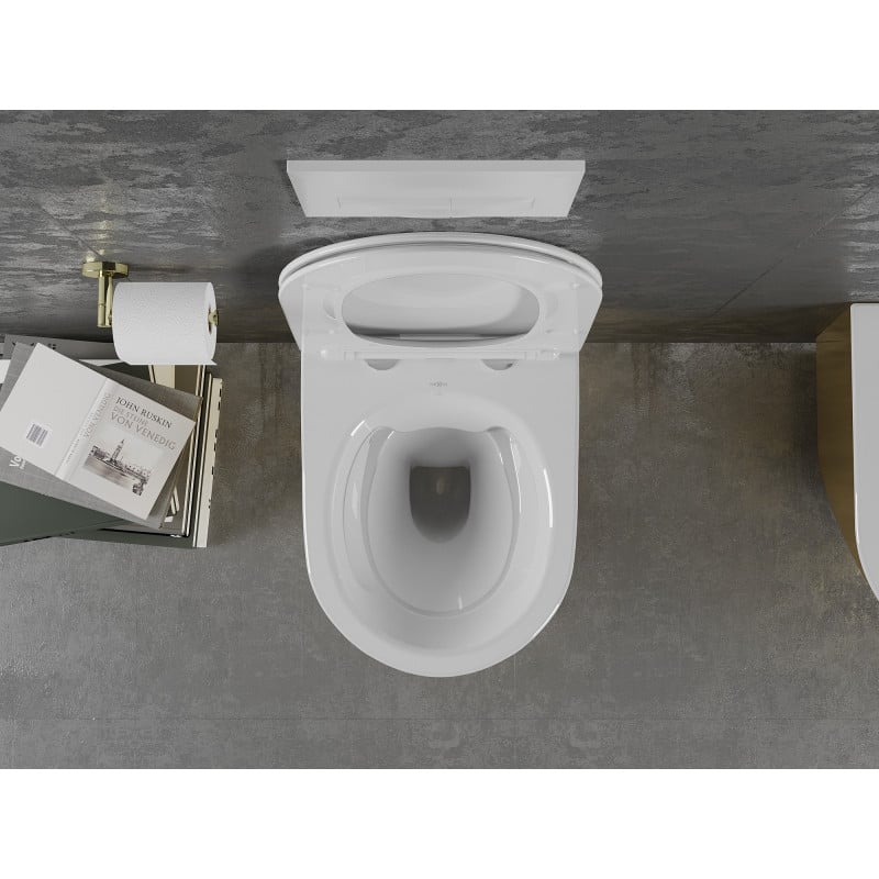Mexen Lena cuvette WC sans rebord avec abattant à fermeture lente slim, duroplast, blanc/or - 30224006